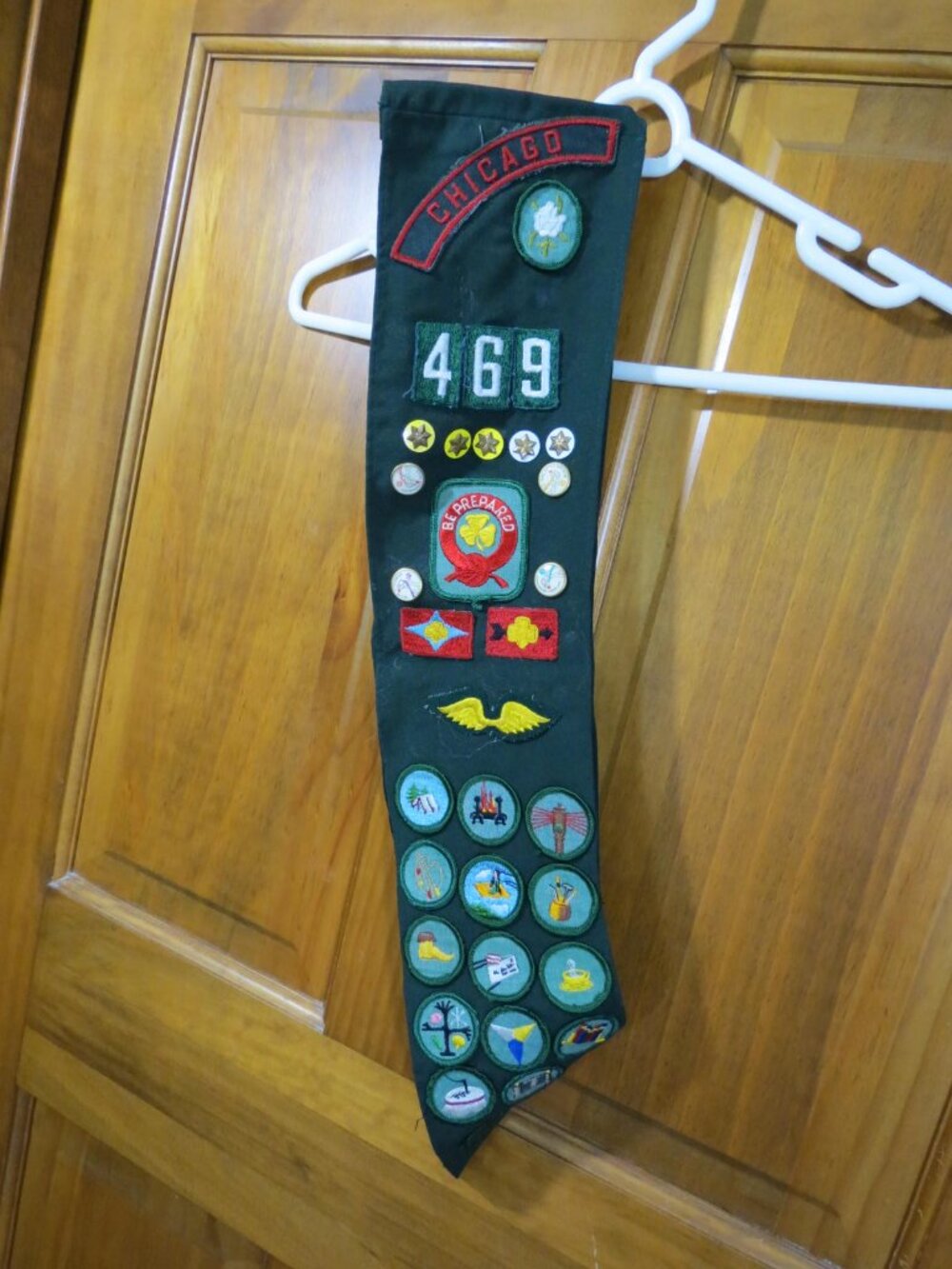 VTG 1970s Girl Scout Sash Chicago Troop 469 Merit Badges Pins Wings Patches